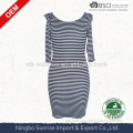 women`s cotton knitted tight fitting long sleeve dress,yarn dyed dress